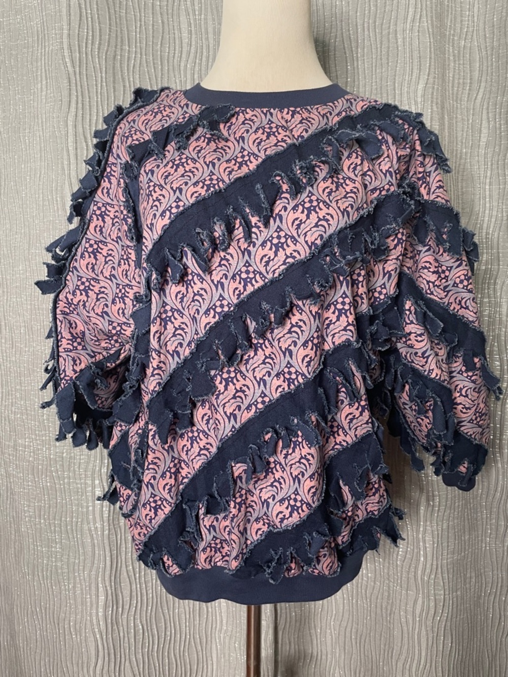 Vintage Yankee Dime Handmade Denim Fringe Pullover